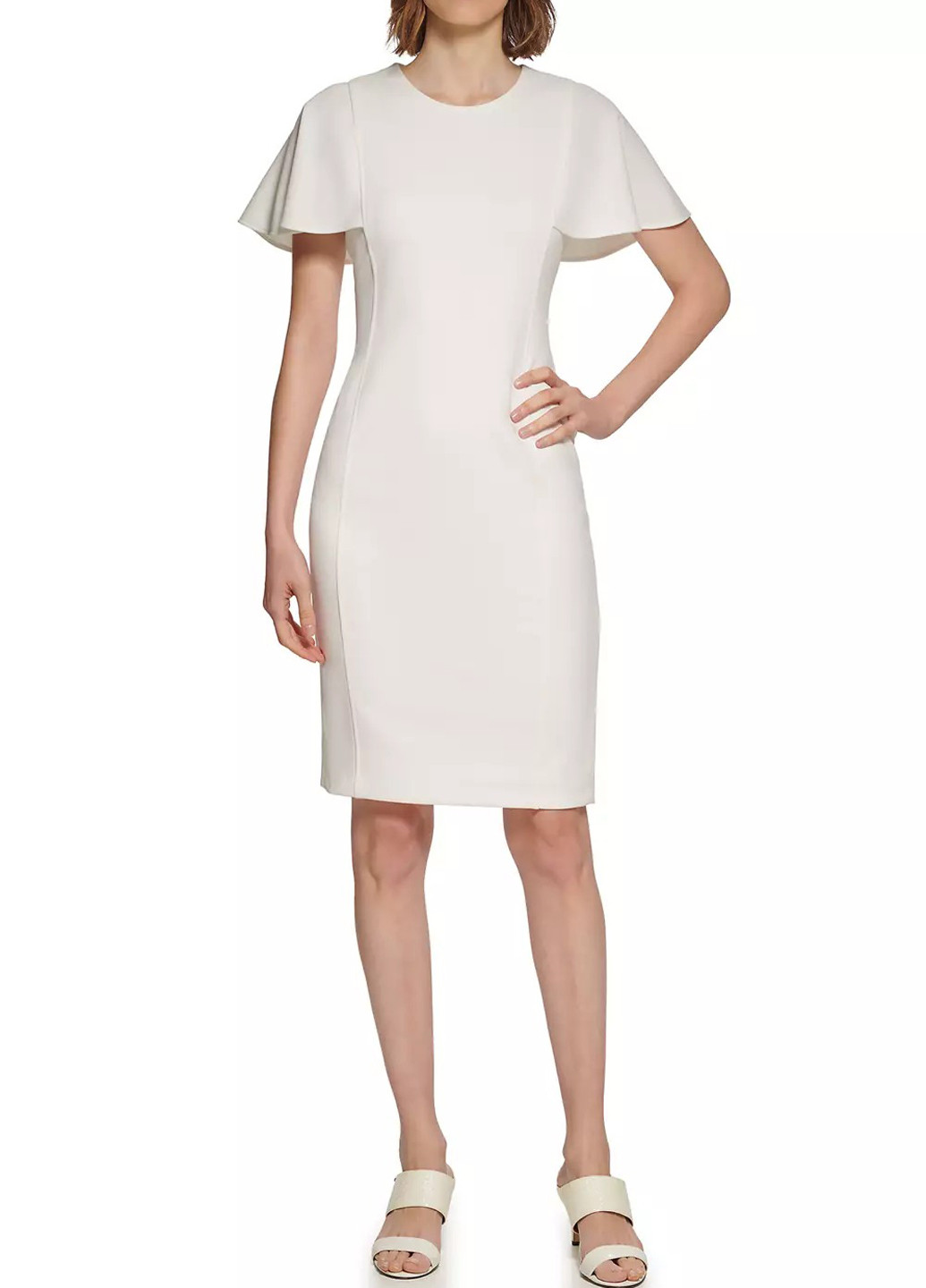 Белое кэжуал платье Calvin Klein однотонное