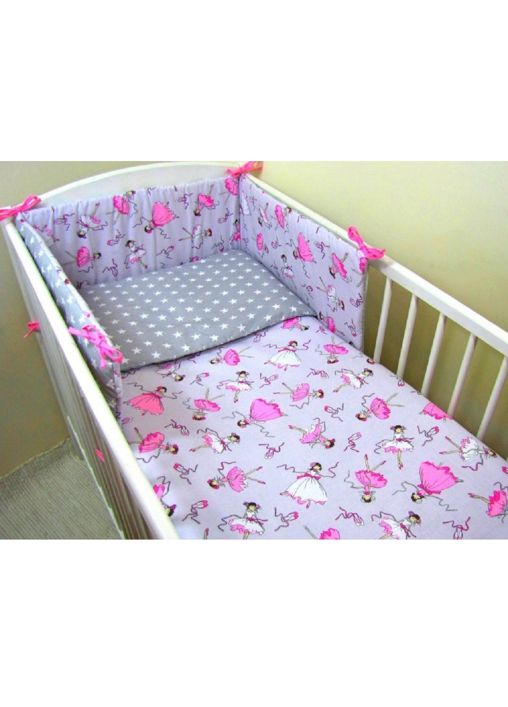 Комплект в дитяче ліжечко ліжко люльку набір бортики захист на три сторони постільна білизна ручної роботи (28543-Нов) Unbranded (253162755)