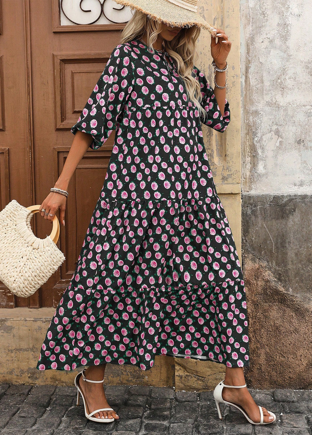 Комбинированное кэжуал платье SHEIN розы