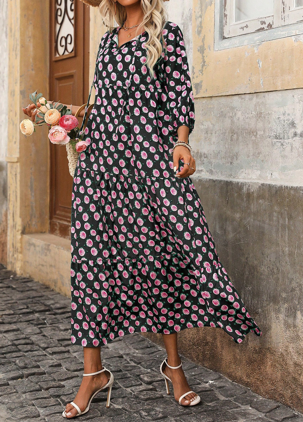 Комбинированное кэжуал платье SHEIN розы