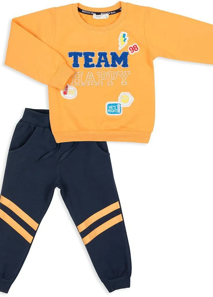 Синий демисезонный костюм десткий "team happy" (12150-128b-yellow) Breeze