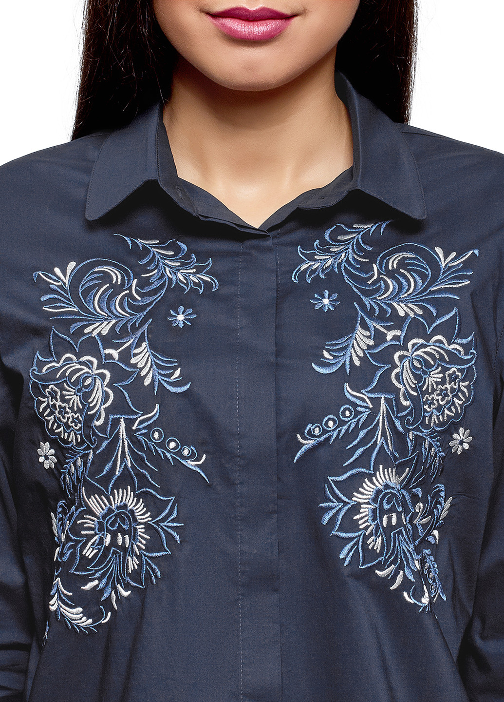 Темно-синяя кэжуал рубашка с рисунком Oodji