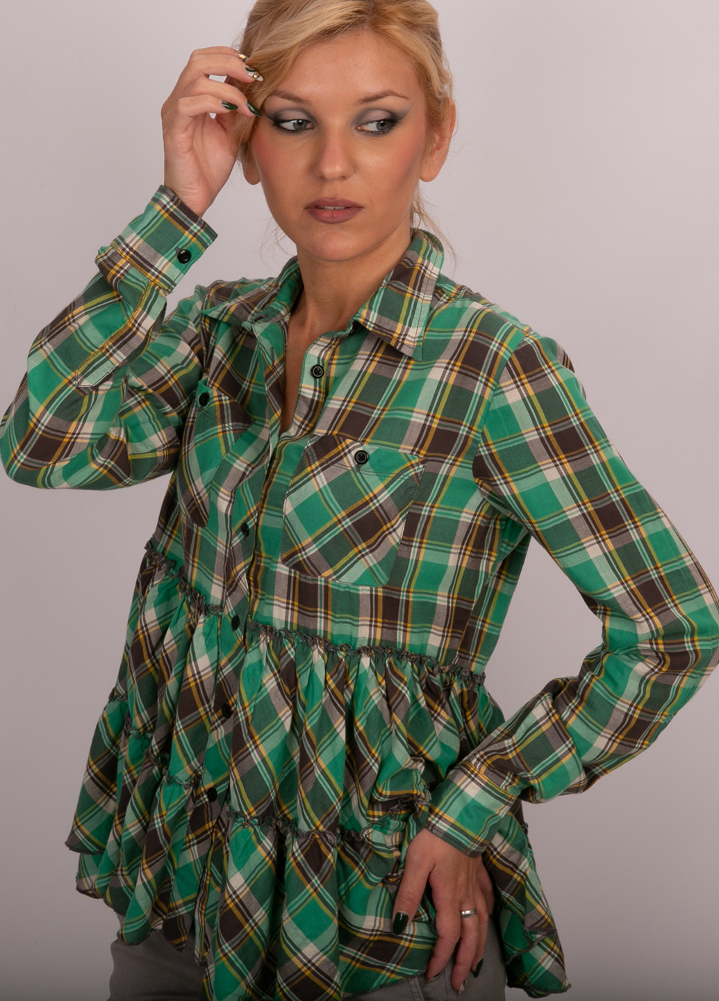 Зеленая кэжуал рубашка в клетку Ralph Lauren