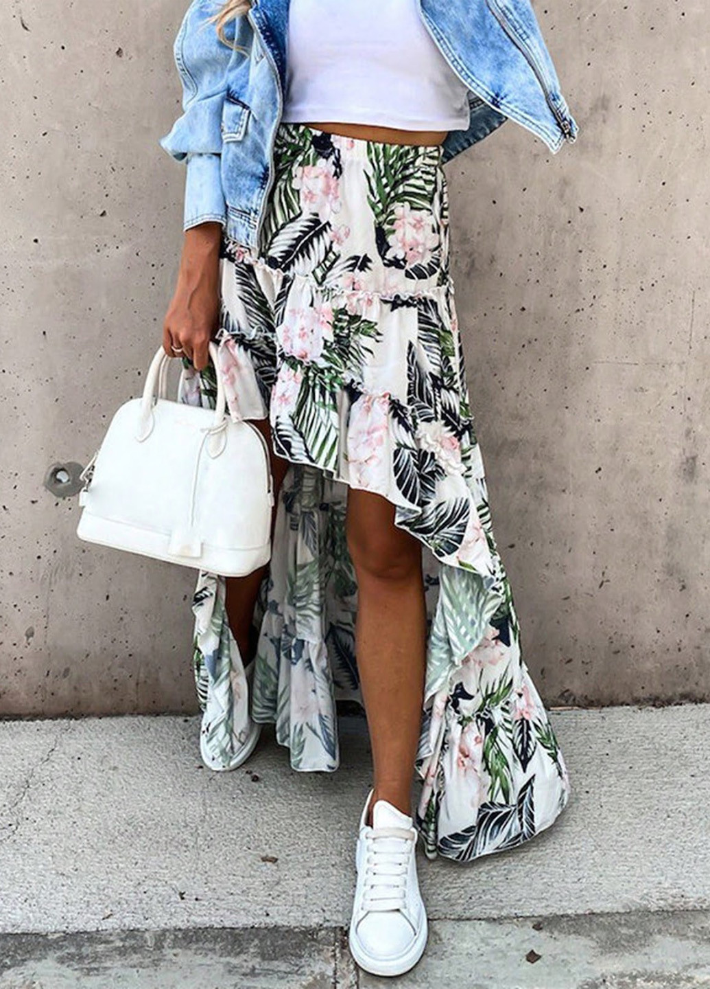 Разноцветная кэжуал с рисунком юбка SHEIN