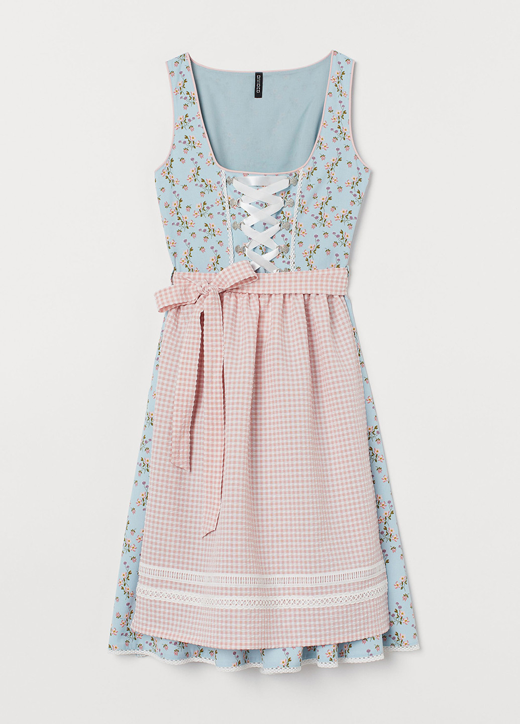 Бирюзовое кэжуал платье клеш H&M с цветочным принтом