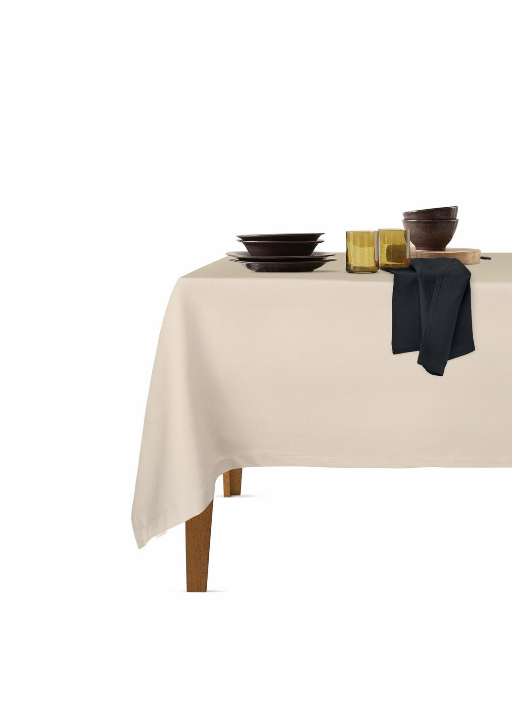 Столовый набор для сервировки стола скатерть Beige 140х180 и салфетки тканевые Black 35х35 - 4 шт (4822052073643) Cosas (252506541)