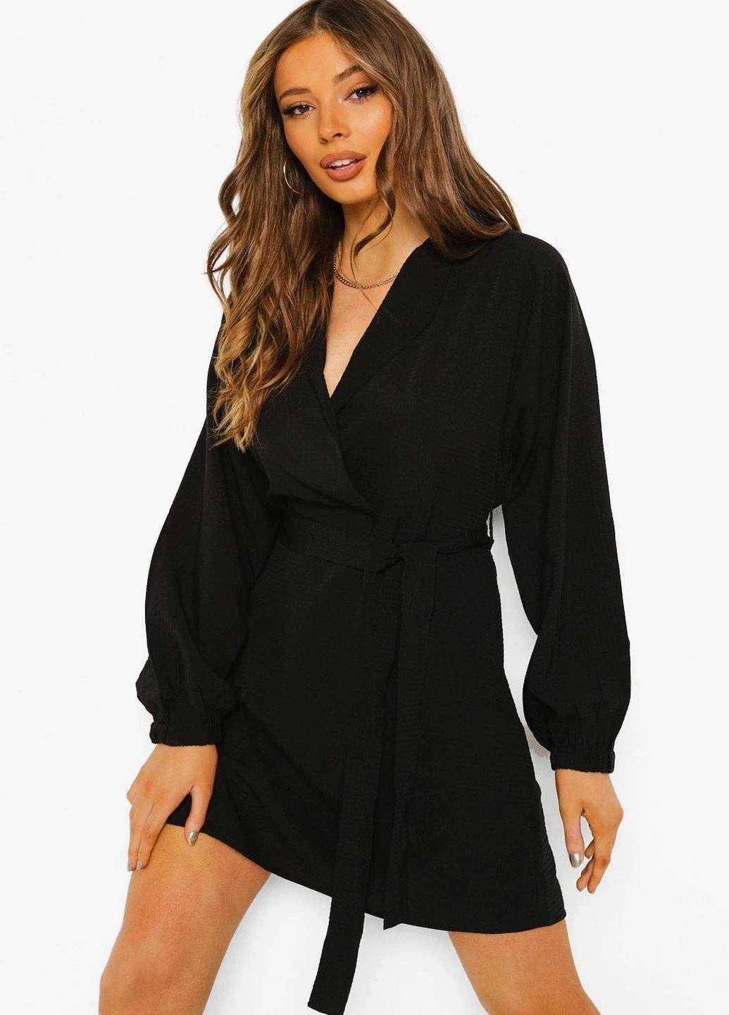 Черное кэжуал платье Boohoo однотонное