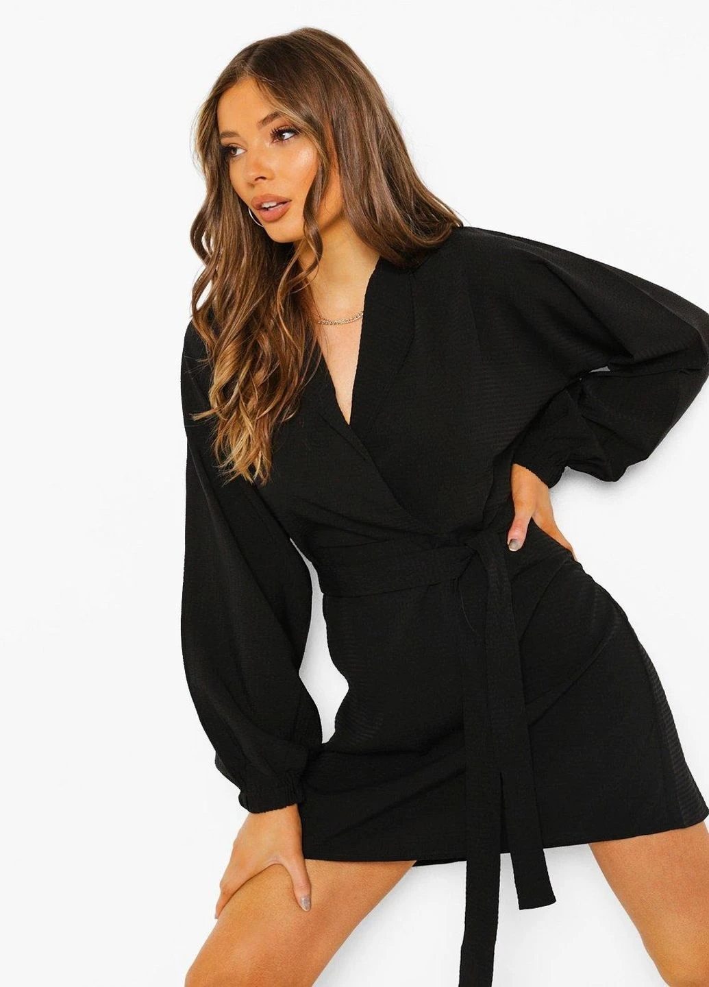 Черное кэжуал платье Boohoo однотонное
