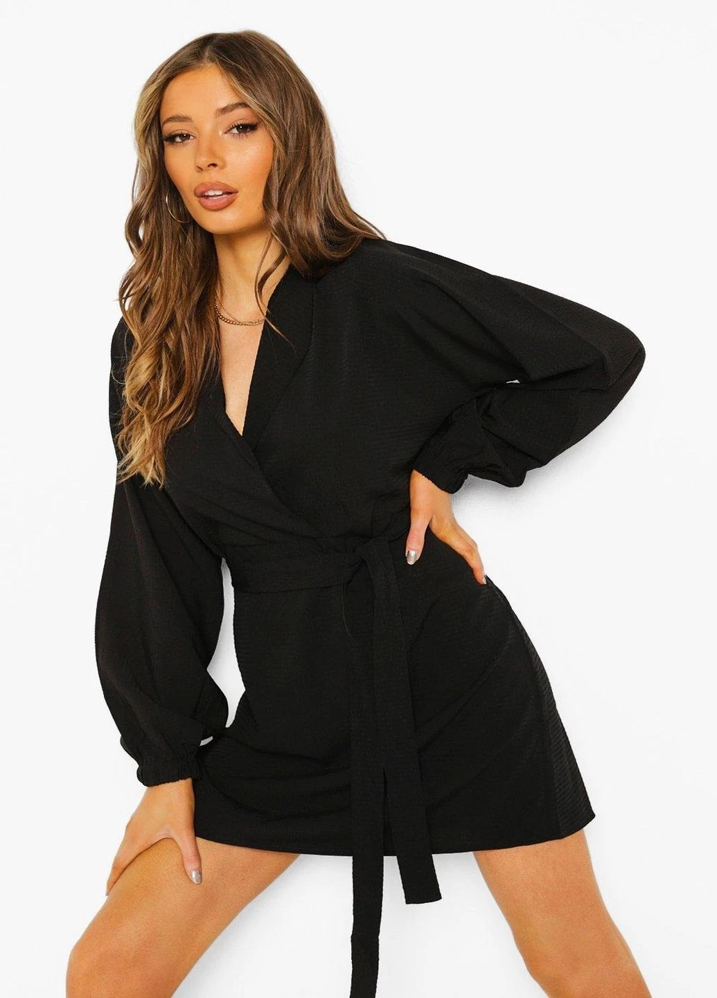 Черное кэжуал платье Boohoo однотонное