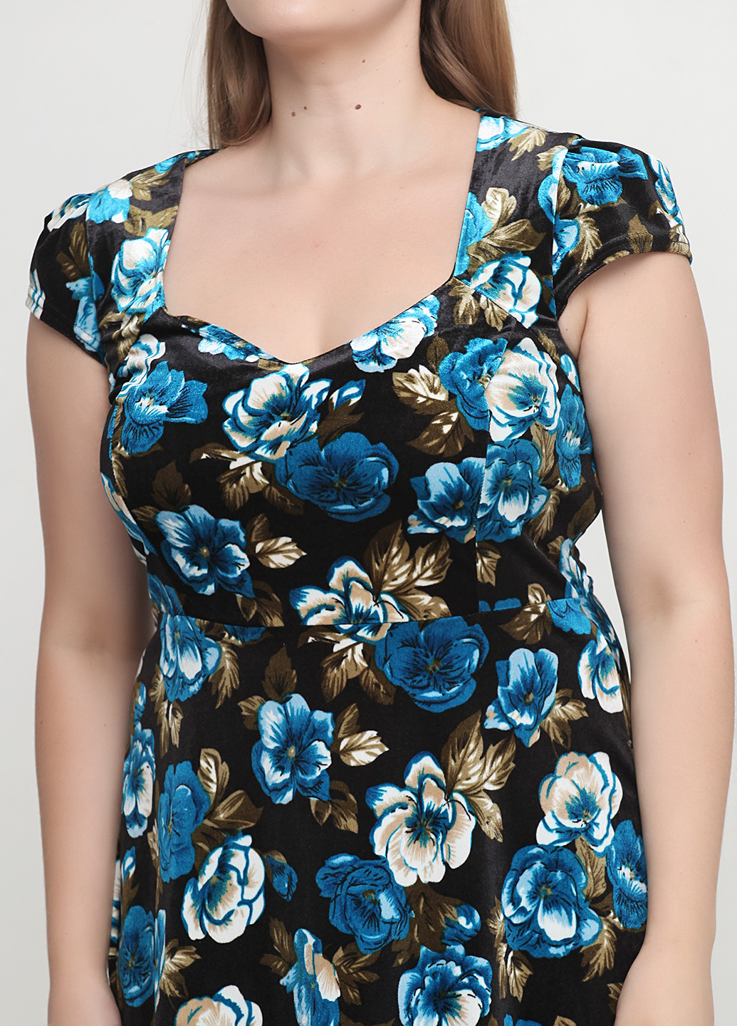 Синее кэжуал платье клеш Simply Be с цветочным принтом