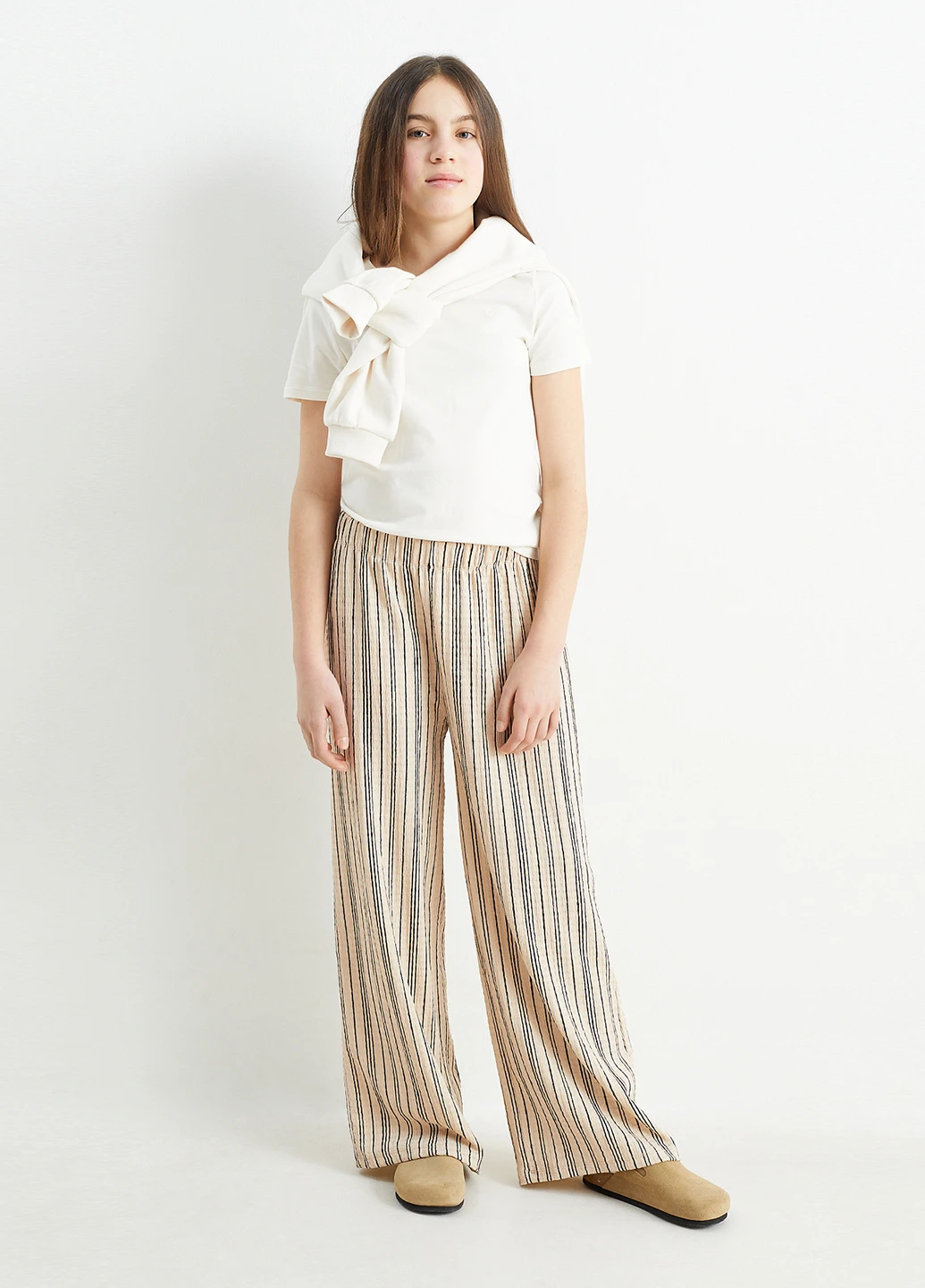 Бежевые кэжуал летние прямые брюки C&A