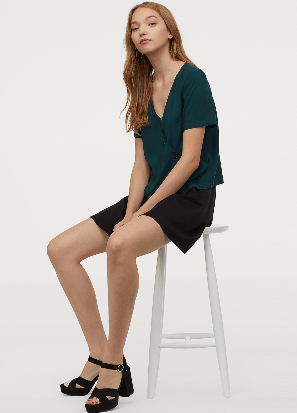 Темно-зеленая летняя блуза H&M