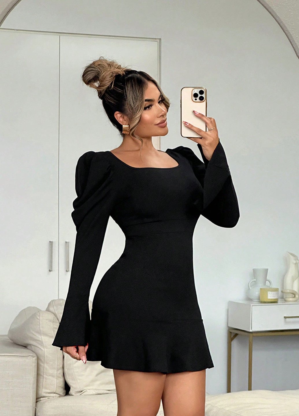 Черное праздничный платье а-силуэт SHEIN однотонное