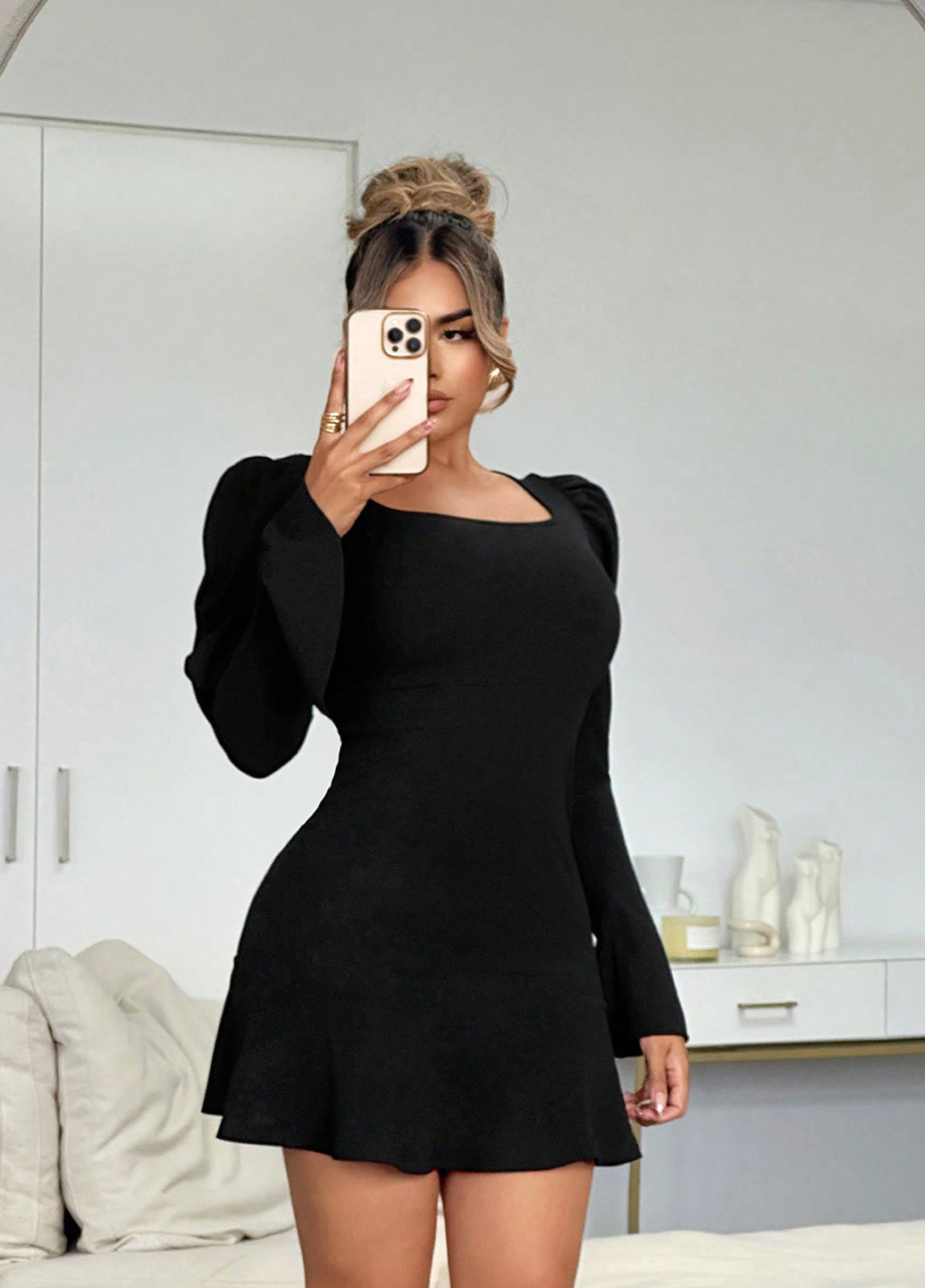 Черное праздничный платье а-силуэт SHEIN однотонное