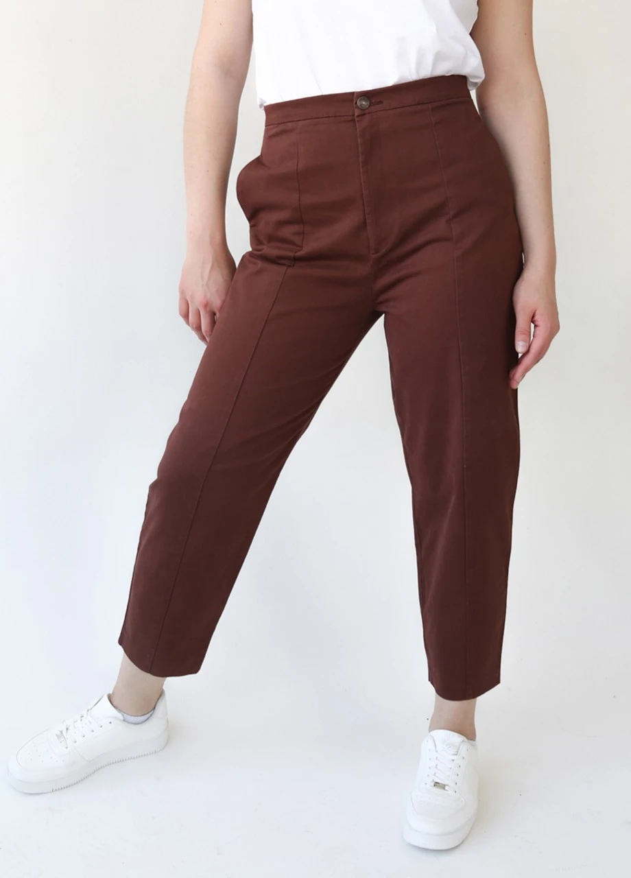 Брюки женские коричневые слоучи с высокой посадкой Karol Slouchy (253643526)