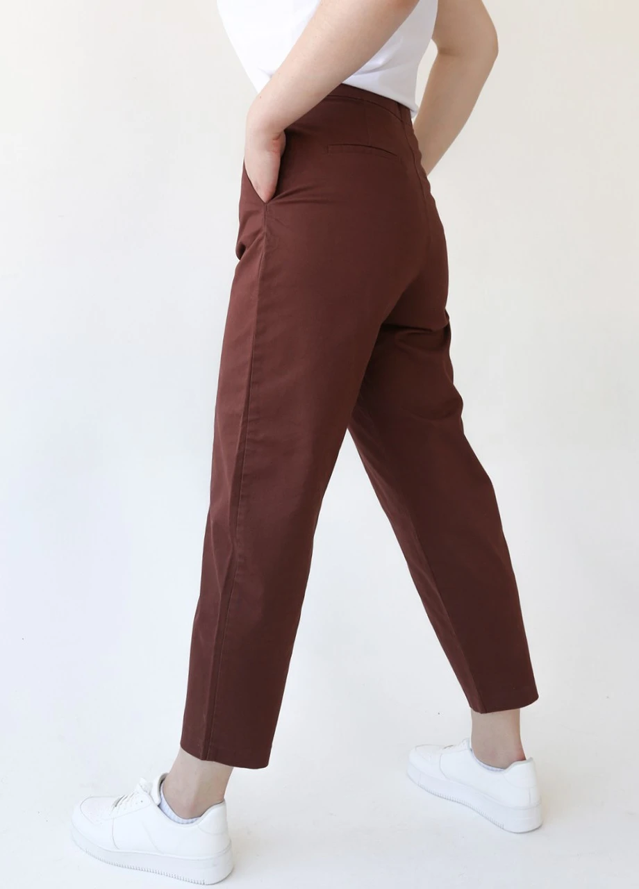 Брюки женские коричневые слоучи с высокой посадкой Karol Slouchy (253643526)