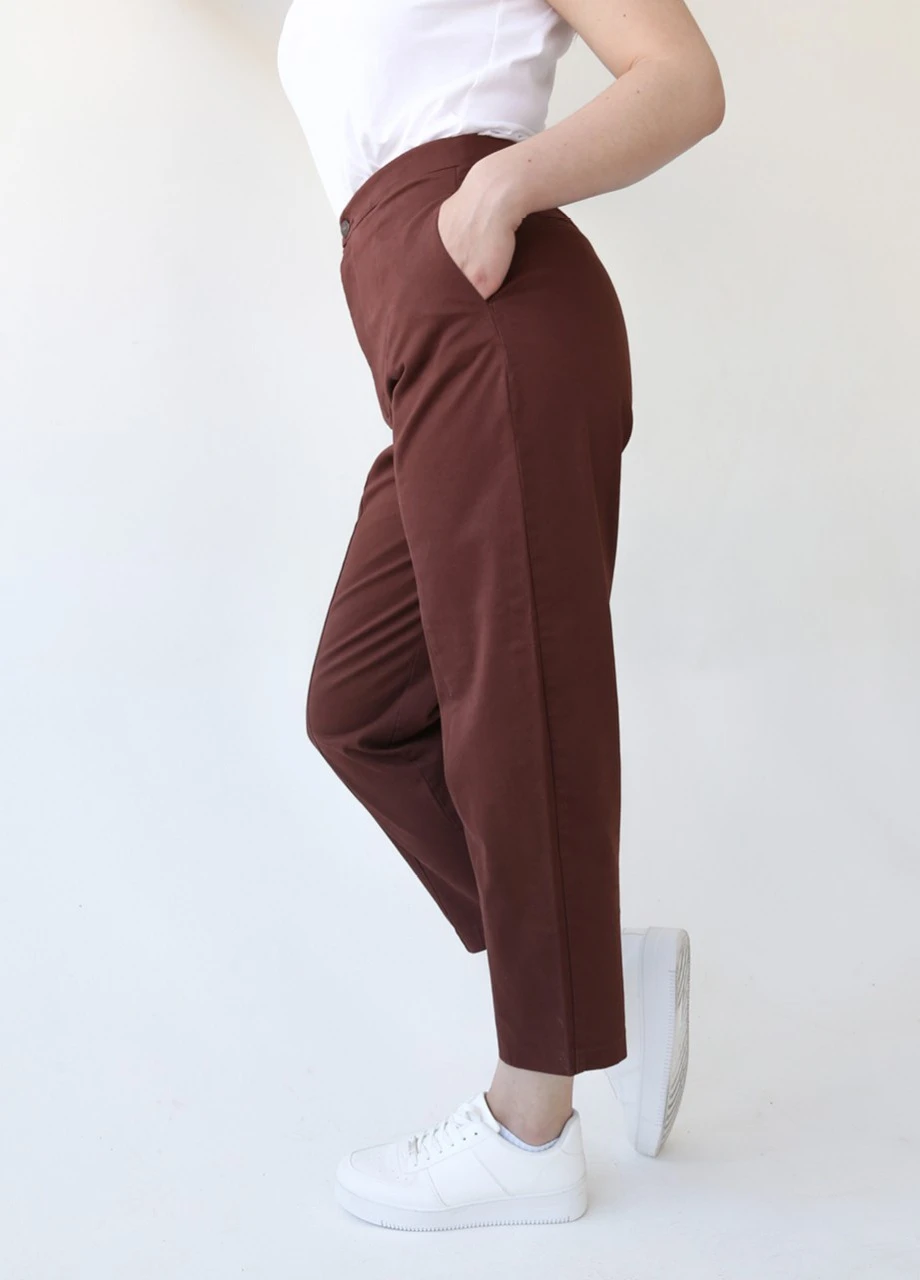 Брюки женские коричневые слоучи с высокой посадкой Karol Slouchy (253643526)