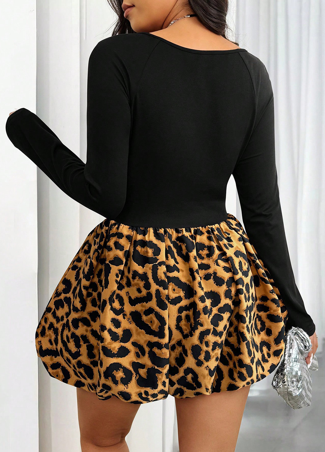 Черное кэжуал платье SHEIN леопардовый