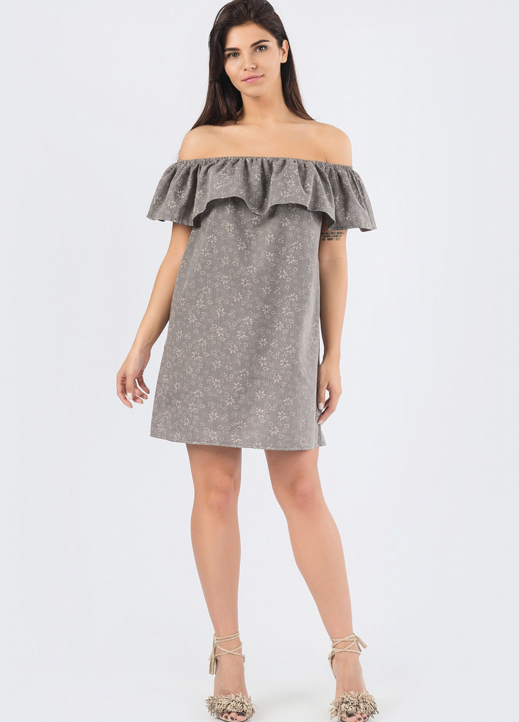 Серое кэжуал платье Carica с абстрактным узором