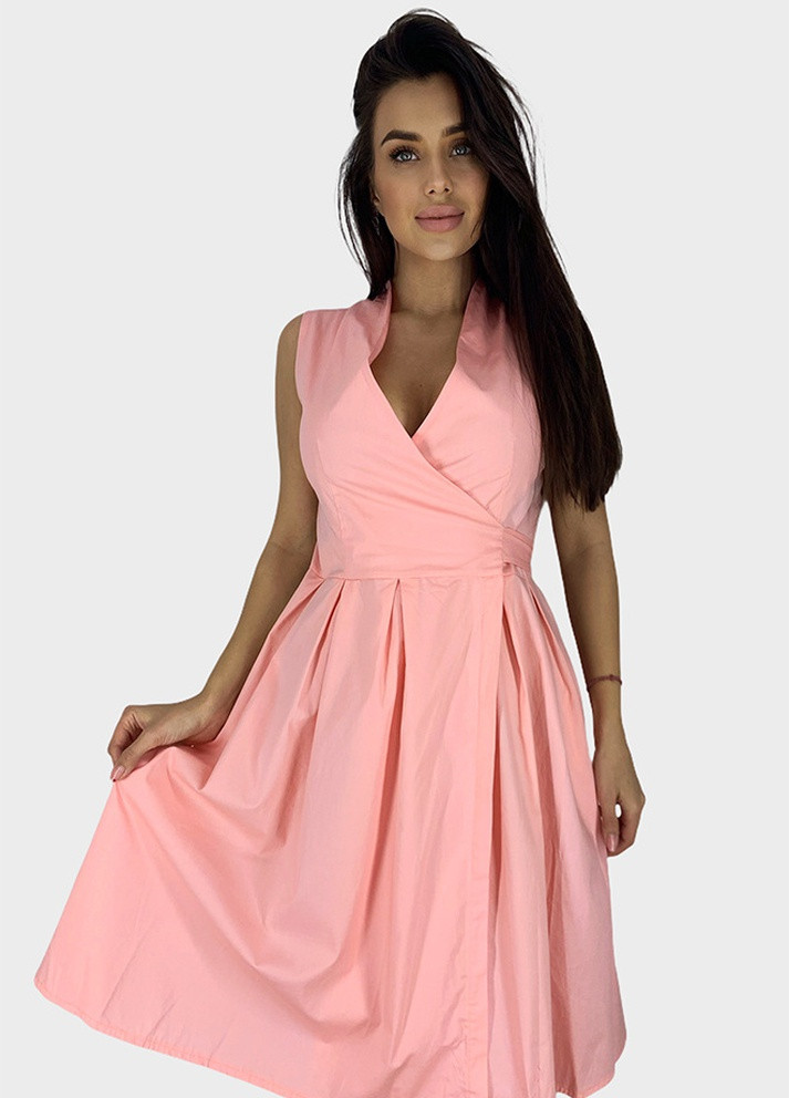 Рожева кежуал сукня Let's Shop однотонна
