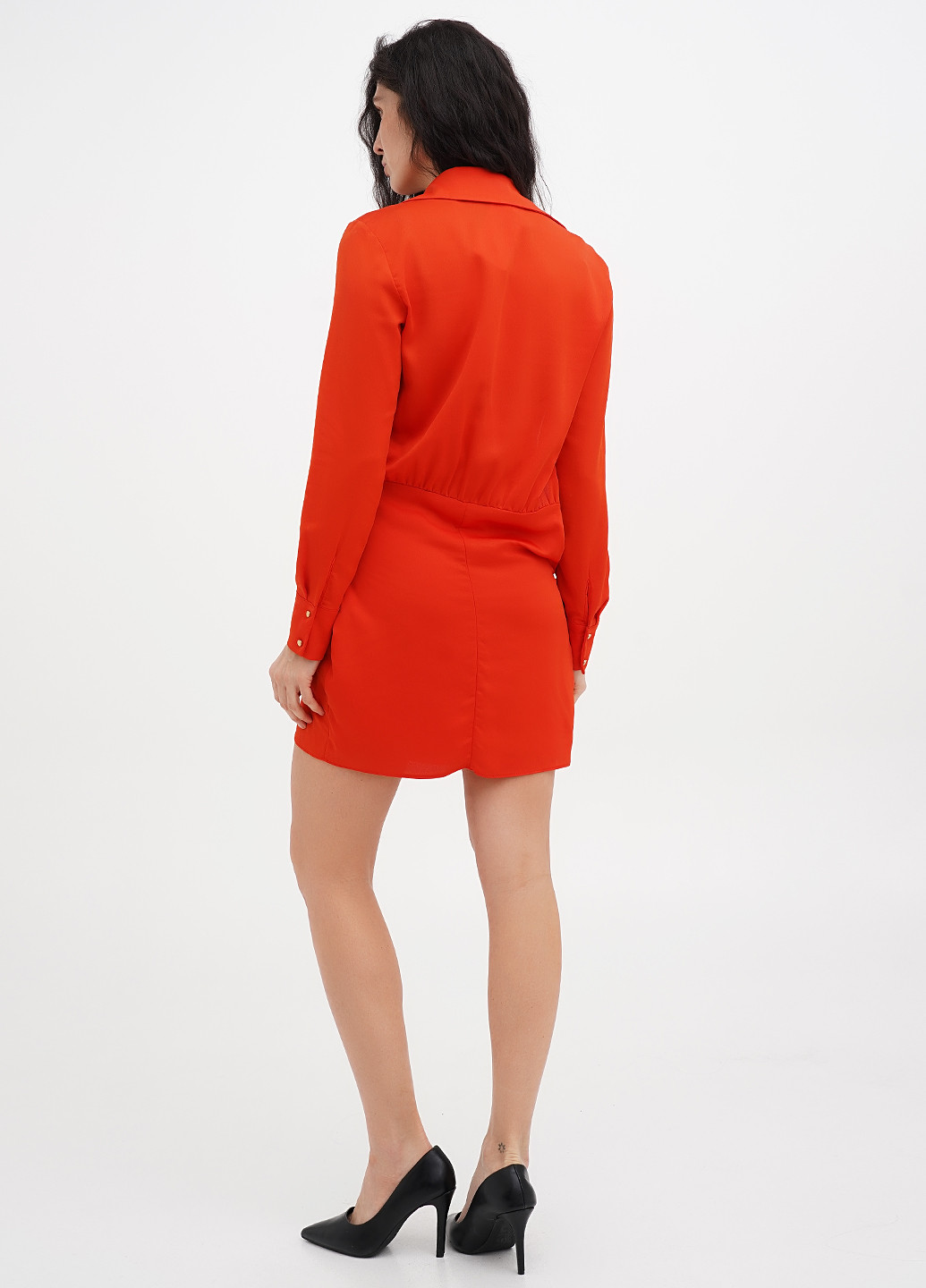 Коралловое коктейльное, кэжуал платье силуэтная Vicolo однотонное