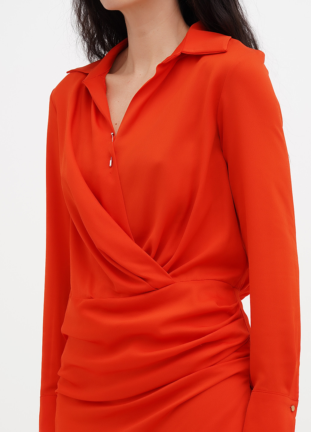 Коралловое коктейльное, кэжуал платье силуэтная Vicolo однотонное