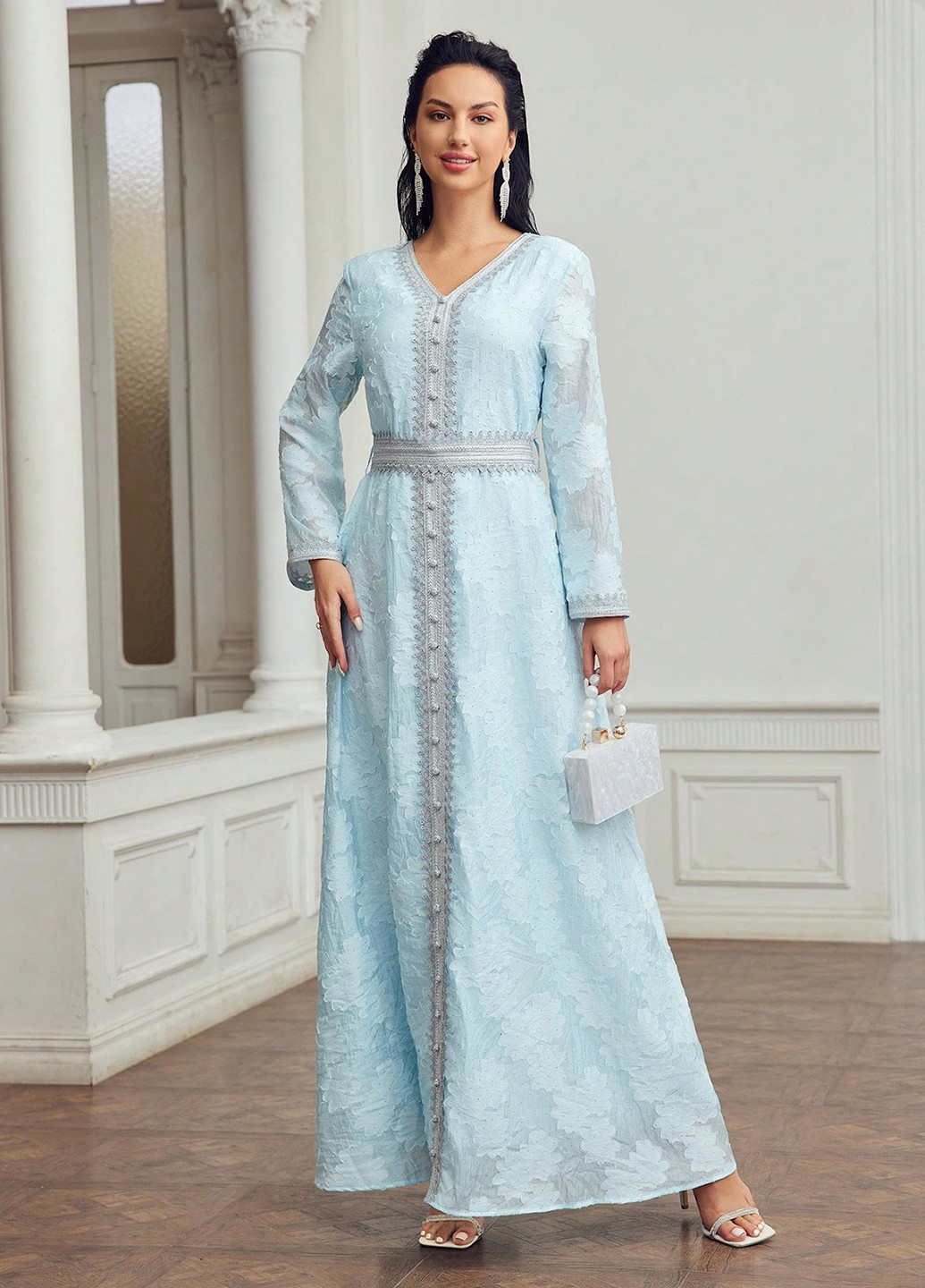 Блакитна вечірня, святковий сукня SHEIN однотонна