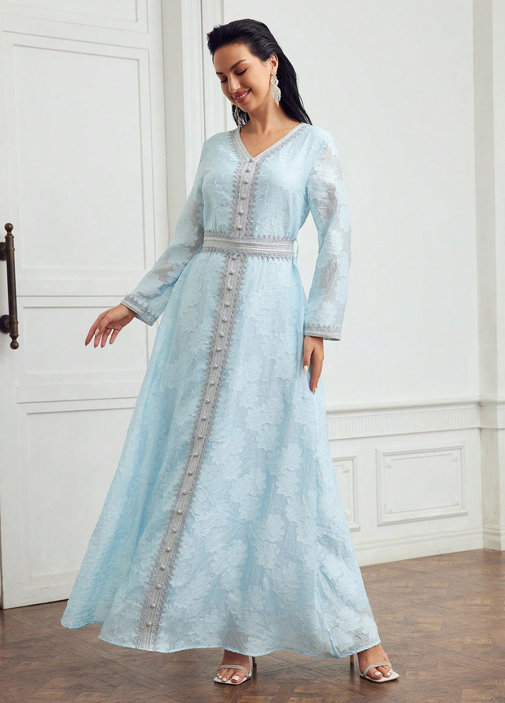 Блакитна вечірня, святковий сукня SHEIN однотонна