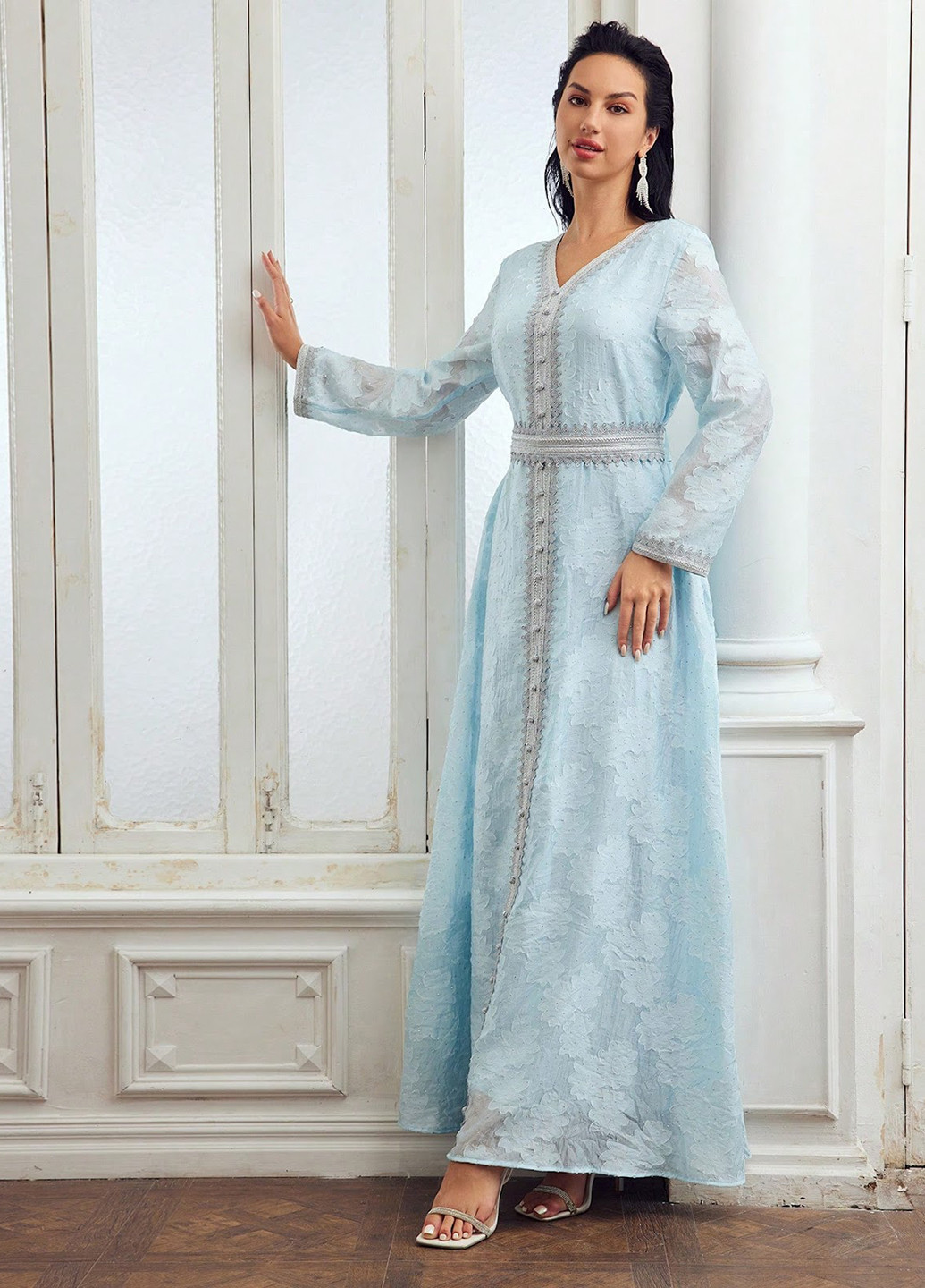 Блакитна вечірня, святковий сукня SHEIN однотонна