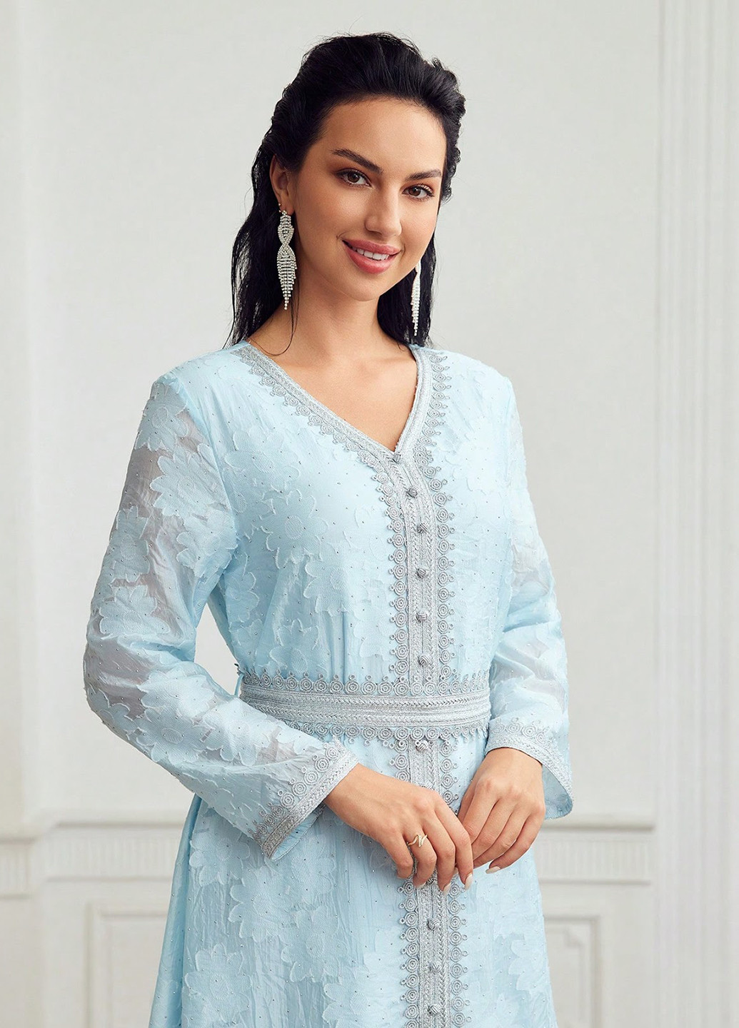 Блакитна вечірня, святковий сукня SHEIN однотонна