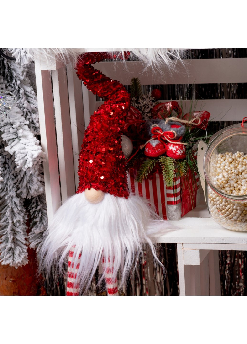 Украшение декоративное Novogod`ko Гном, красные пайетки, 56 см, LED (973733) Power (254593414)