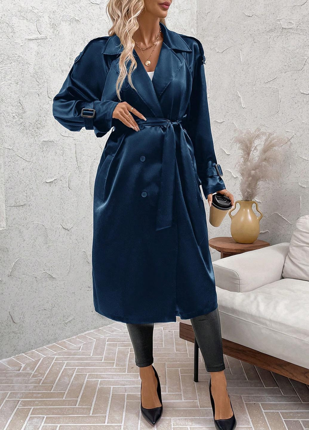 Плащ SHEIN тренчкот на пуговицах демисезон (346395979)