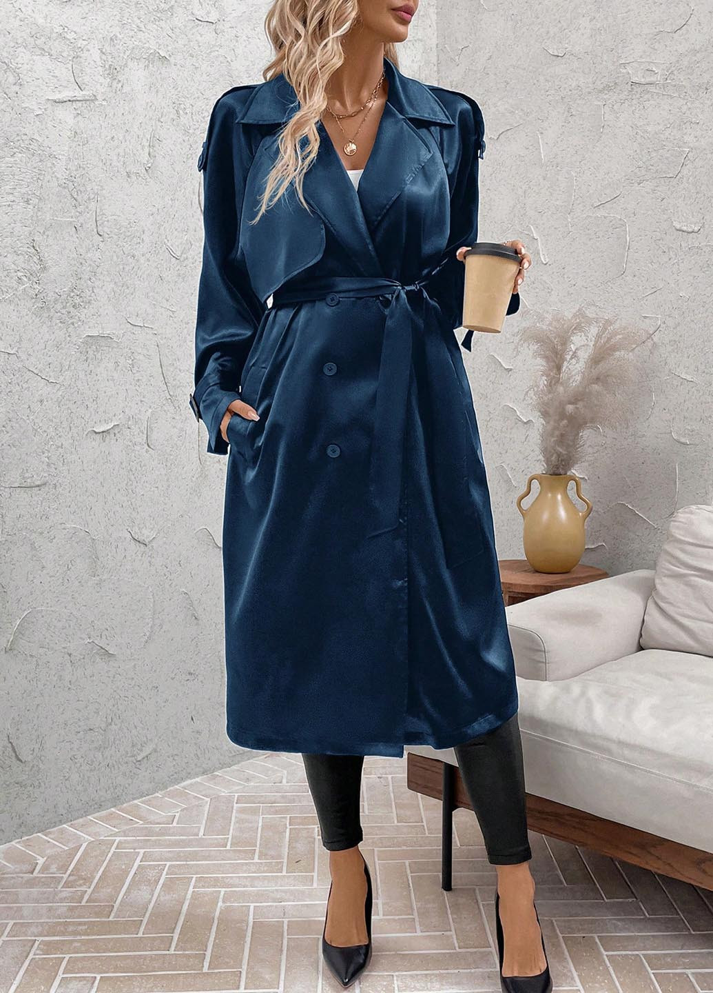 Плащ SHEIN тренчкот на пуговицах демисезон (346395979)