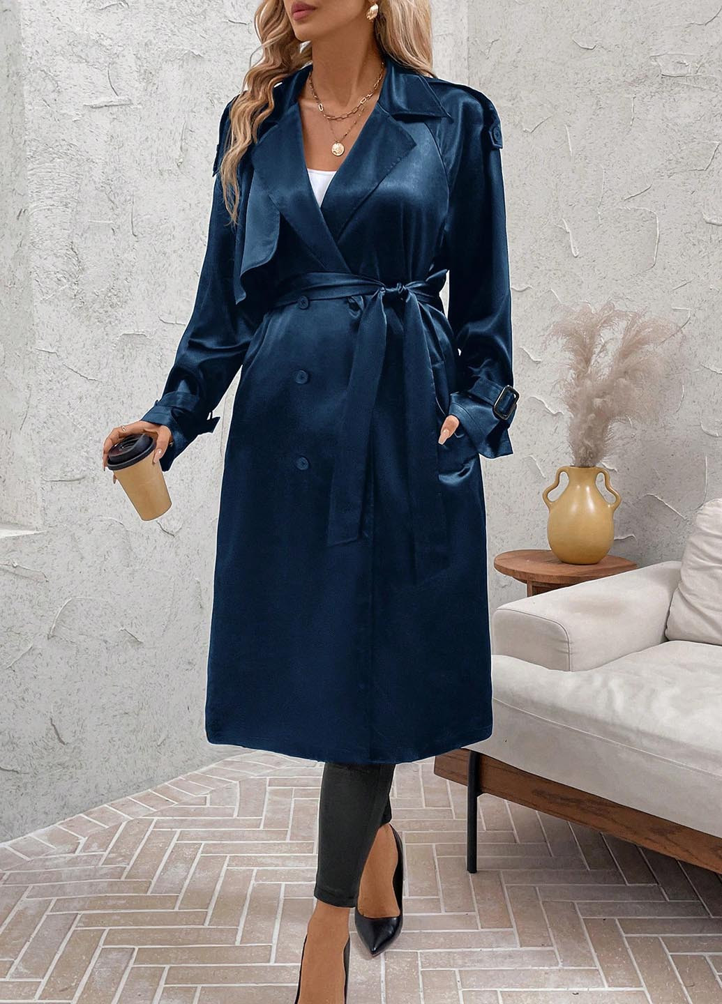 Плащ SHEIN тренчкот на пуговицах демисезон (346395979)