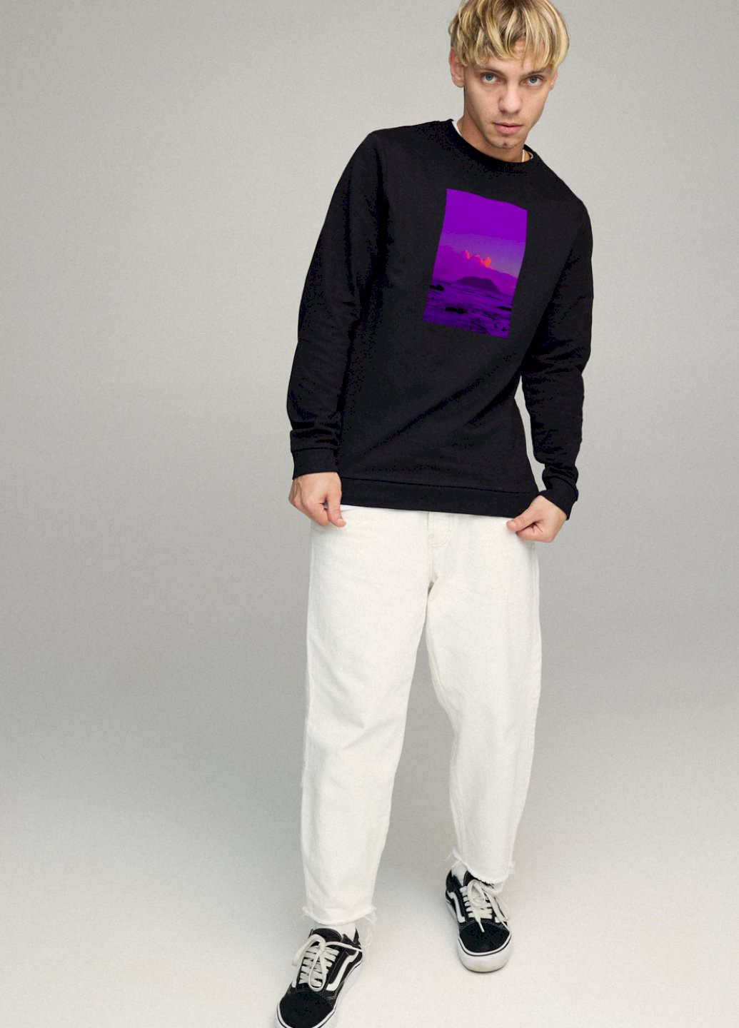 Чорний свитшот мужской basic /no flis/ YAPPI малюнок (254557392)