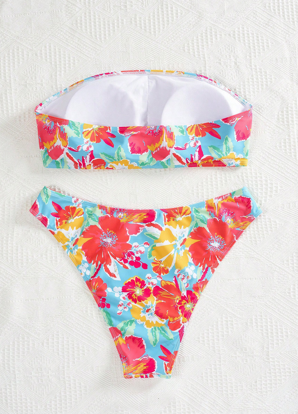 Голубой летний купальник (лиф, трусики) раздельный, бандо SHEIN