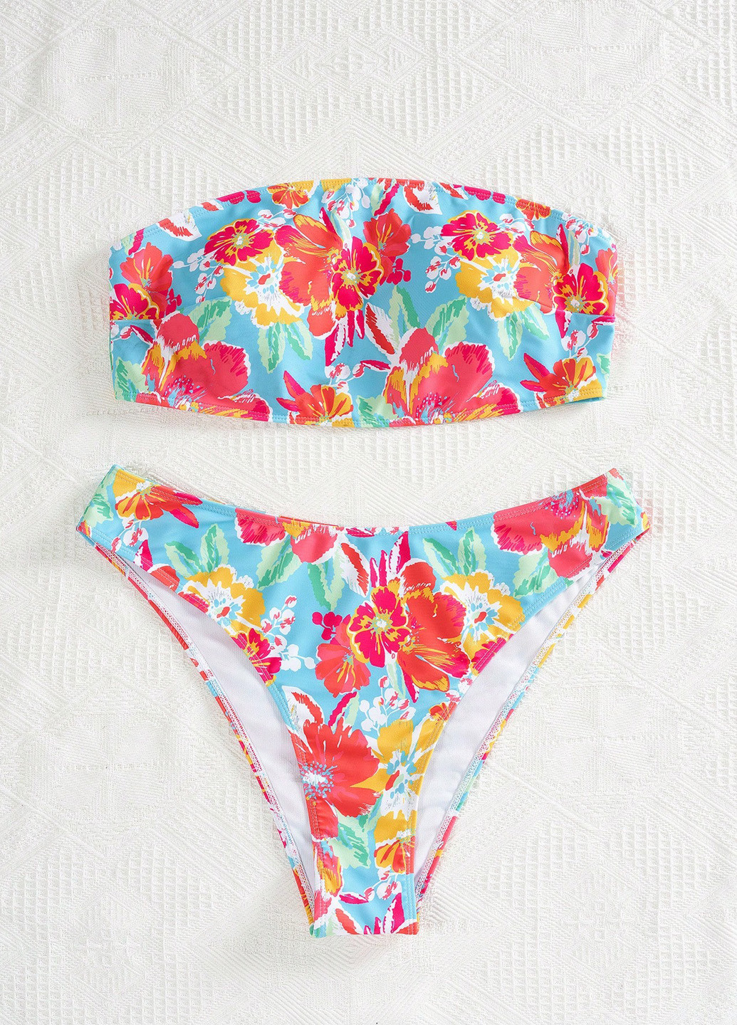 Голубой летний купальник (лиф, трусики) раздельный, бандо SHEIN