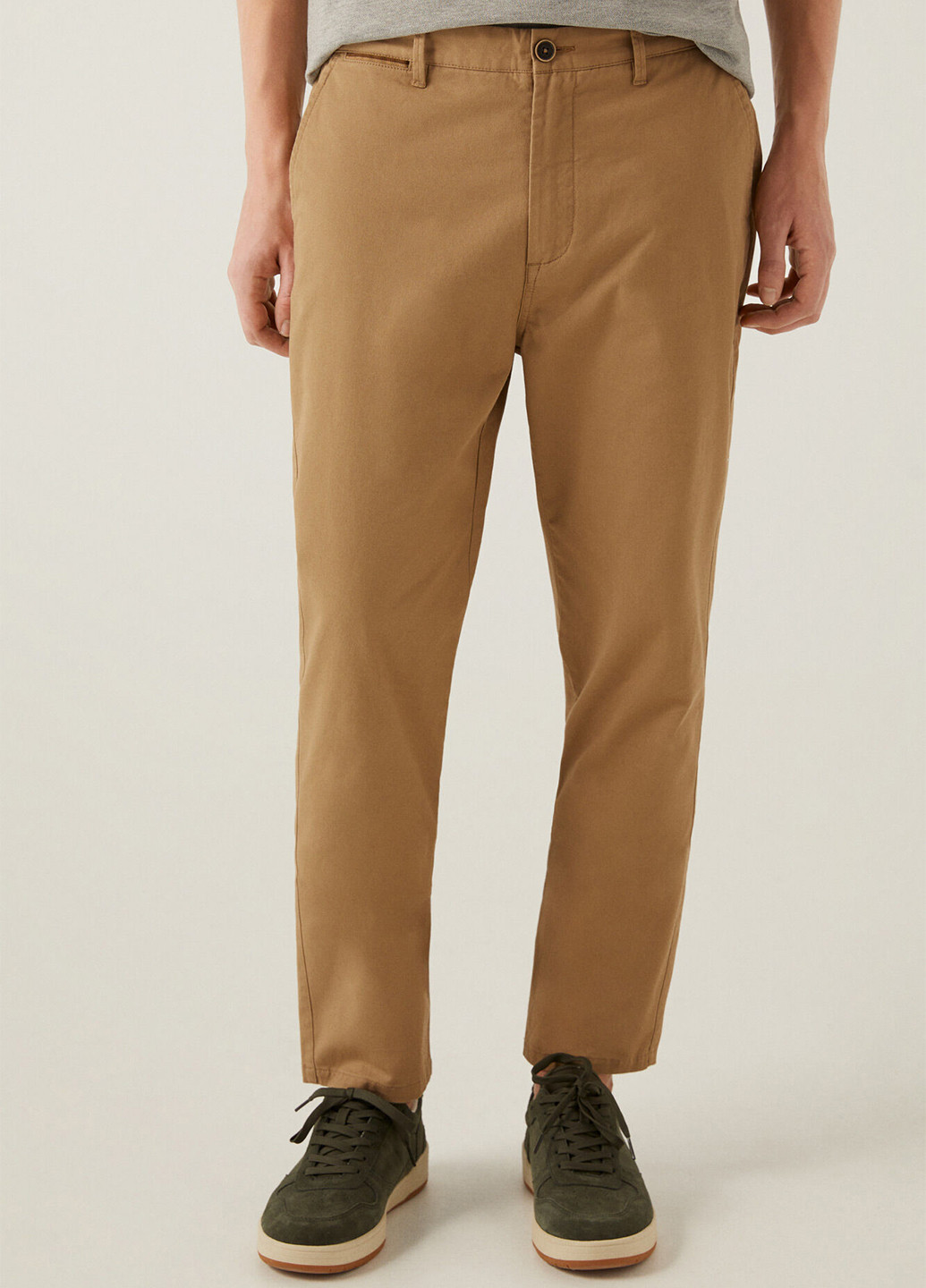 Темно-бежевые кэжуал демисезонные прямые, укороченные, чиносы брюки Springfield