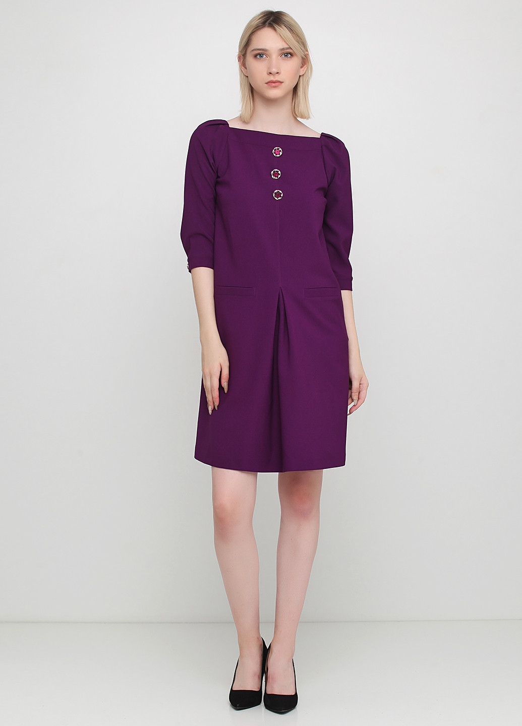 Фиолетовое кэжуал платье платье-футболка Sassofono однотонное