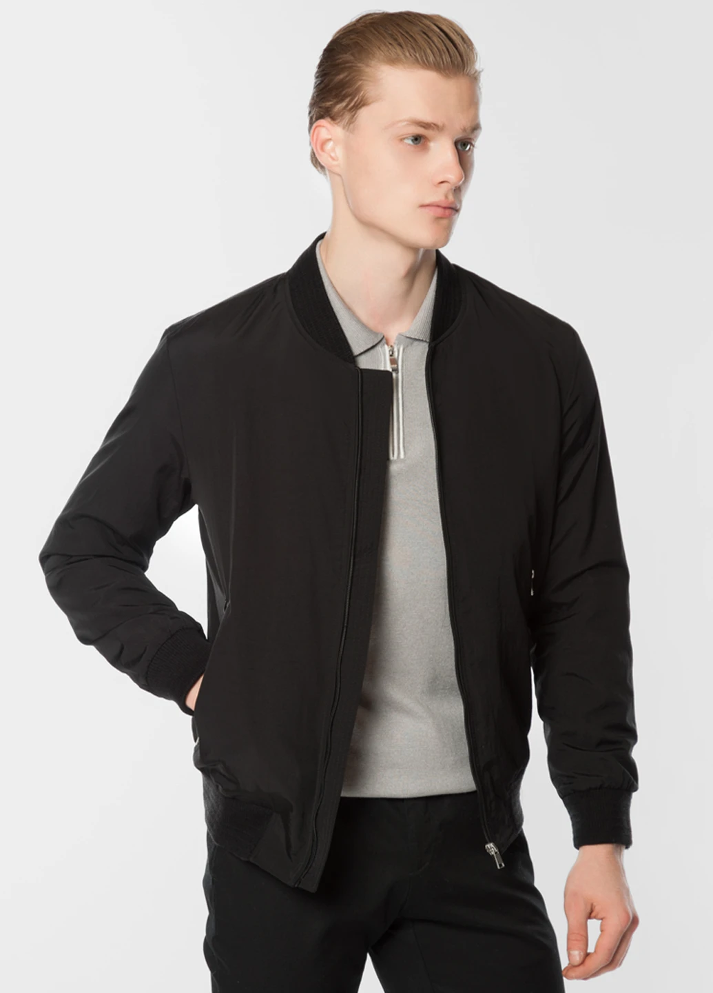 Черная демисезонная куртка мужская Arber Varsity Jacket Z