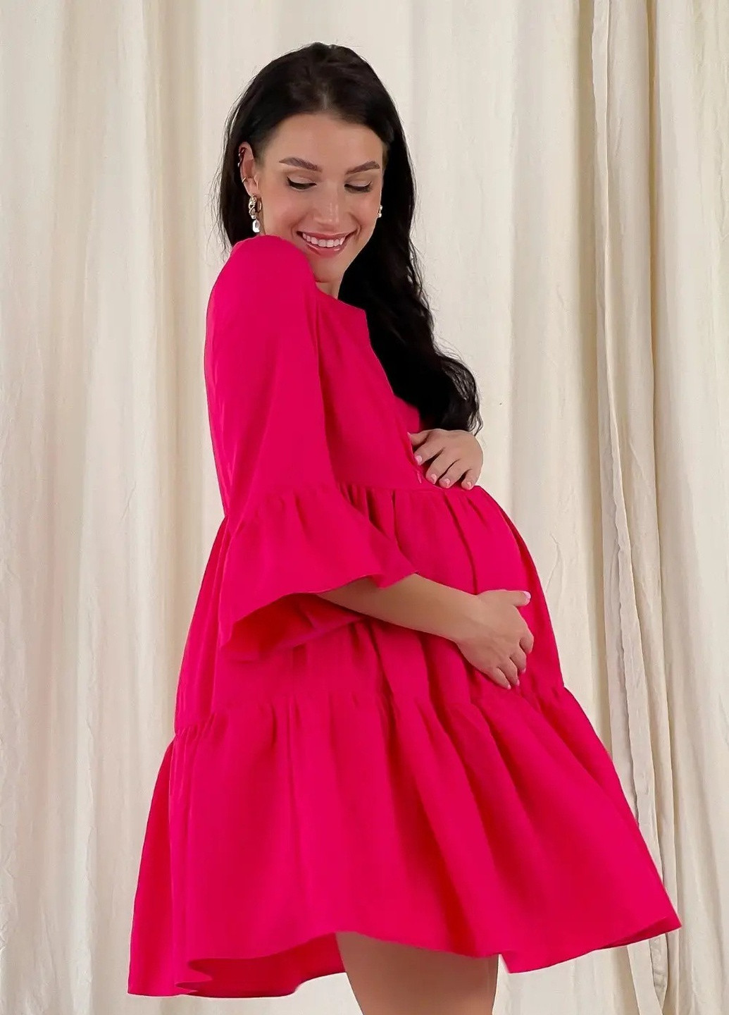 Малиновое мягкое платье для беременных и кормящих малиновое с секретом для кормления из дышащей ткани To Be