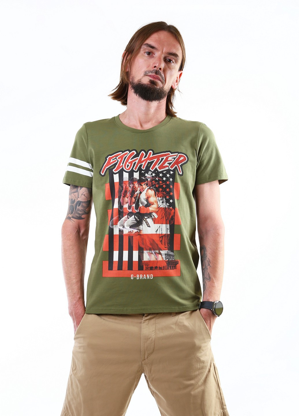 Хаки (оливковая) футболка G-brand