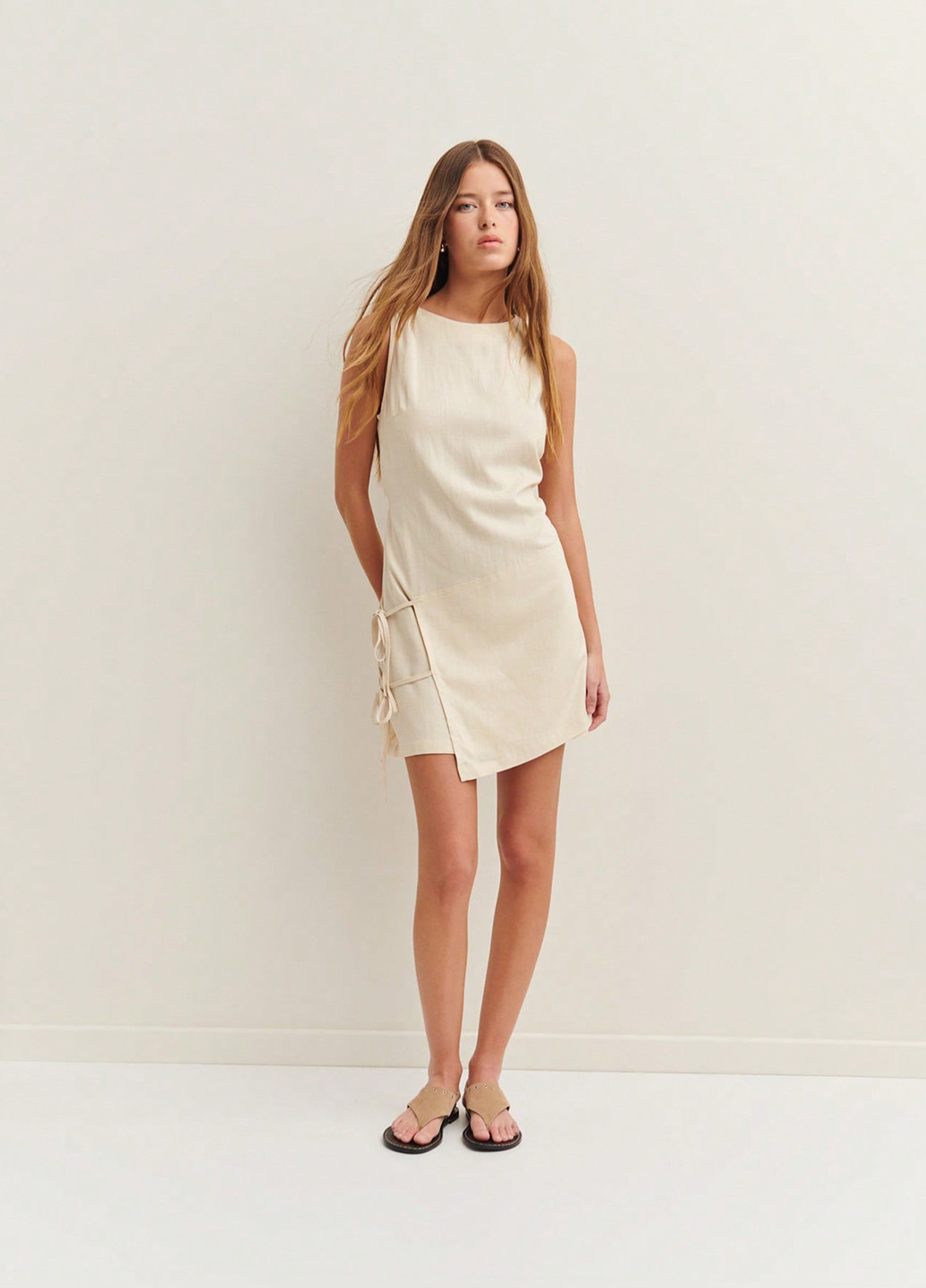 Кремовое кэжуал платье на запах SHEIN однотонное