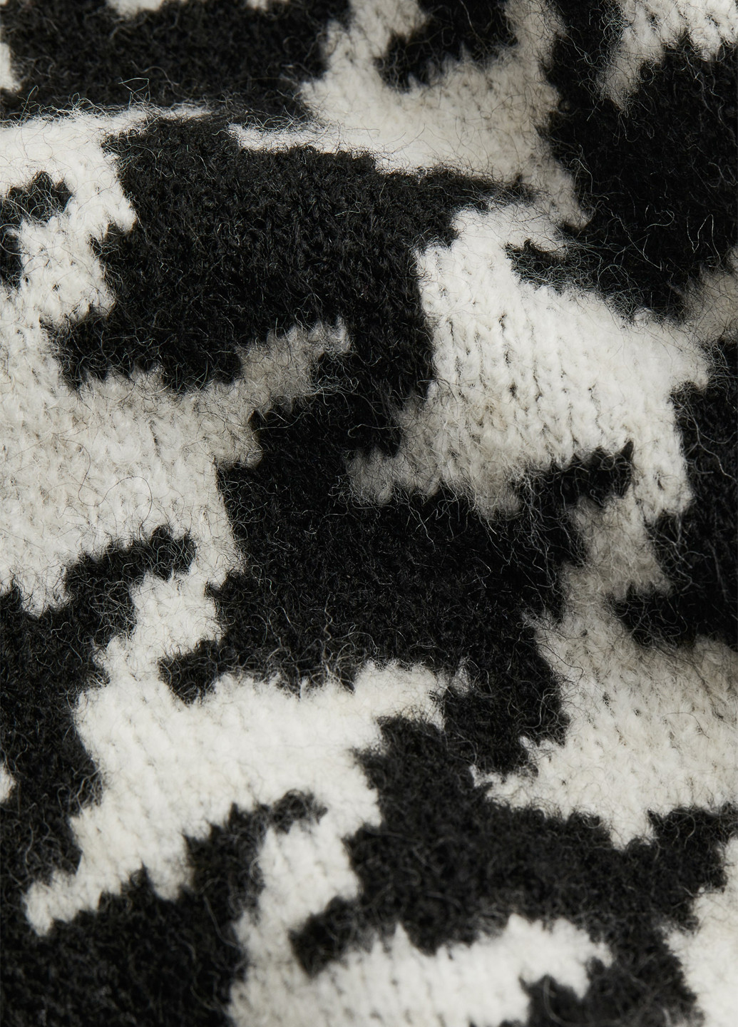 Черно-белое кэжуал платье платье-свитер, оверсайз H&M с узором пье-де-пуль «гусиная лапка»