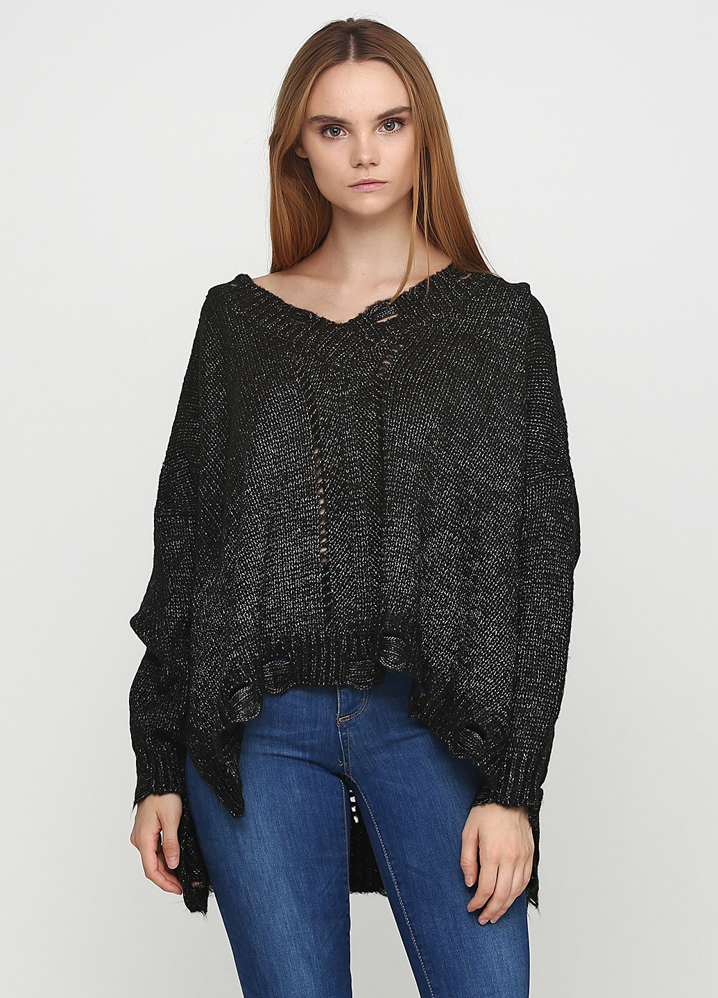 Черный зимний пуловер пуловер Zafferano