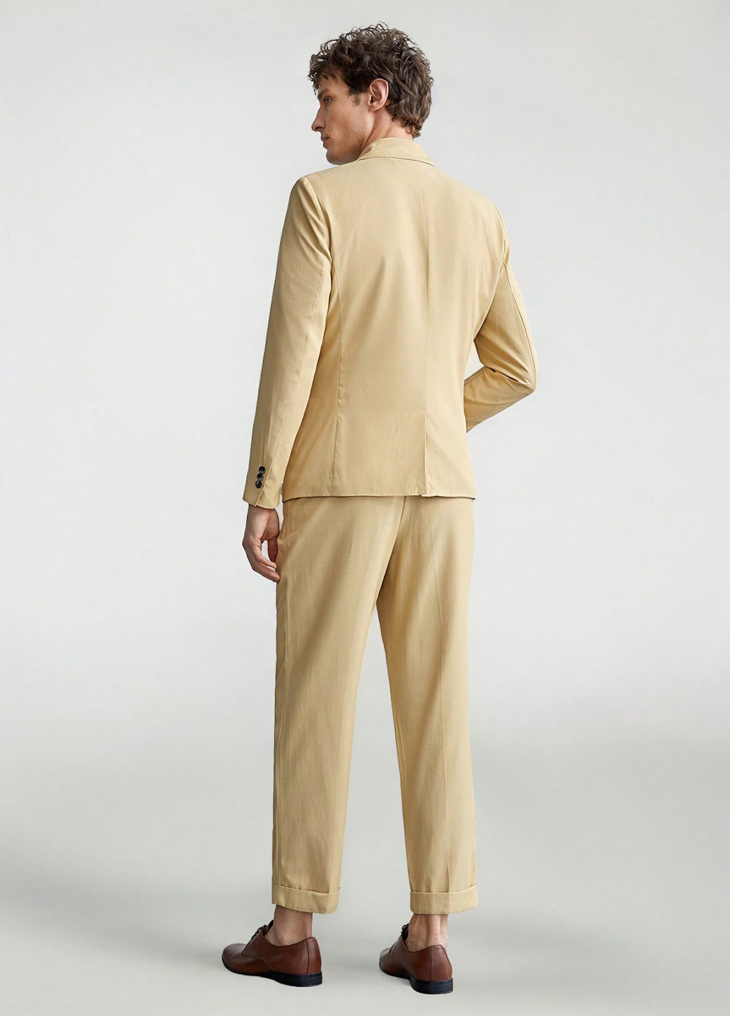 Бежевый демисезонный костюм (пиджак, брюки) брючный SHEIN