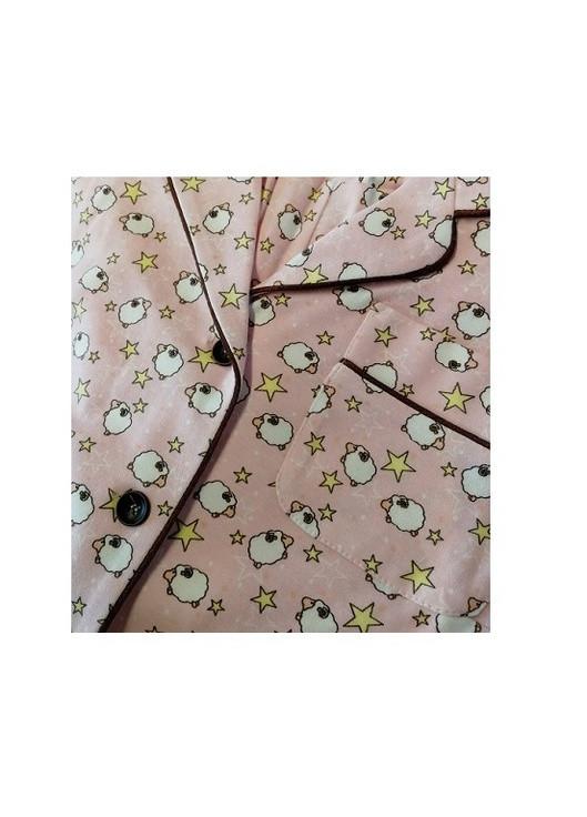 Розовая пижама хлопковая овечки l кофта + брюки JULIA