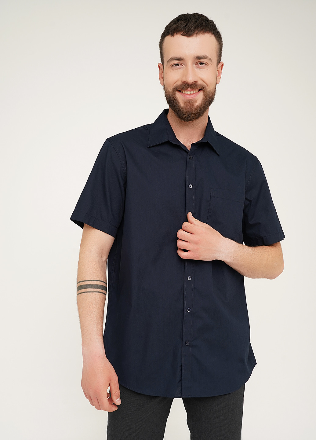 Темно-синяя кэжуал рубашка однотонная C&A