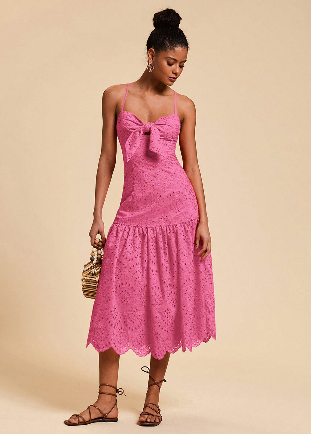 Фуксиновое (цвета Фуксия) кэжуал платье SHEIN однотонное