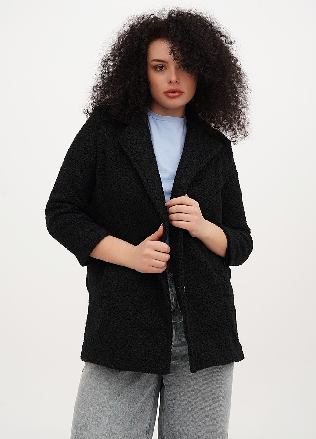 Черное Кэжуал полупальто однобортное Boohoo однотонное